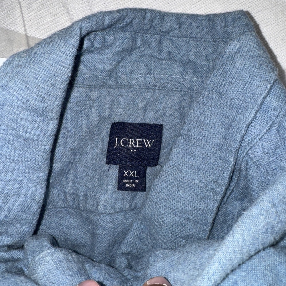 J. Crew Heavyweight workshirt Shirt Blue XXL Chamois Cloth Mens Button Up AF849 - Picture 4 of 9